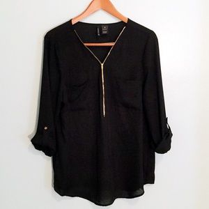 New directions sheer top with zipper